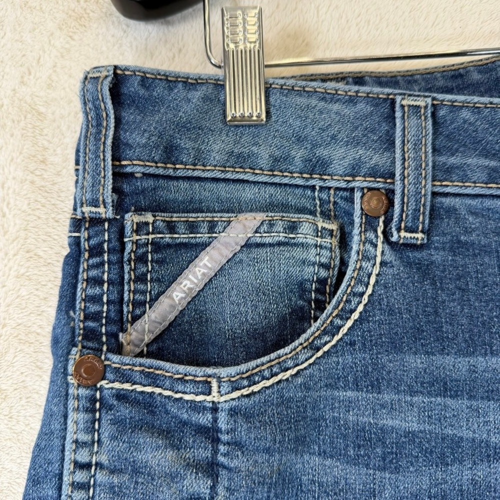 Ariat Rebar Riveter Straight Leg Jeans Nightride Mid Rise Blue Denim 32R - Picture 7 of 16